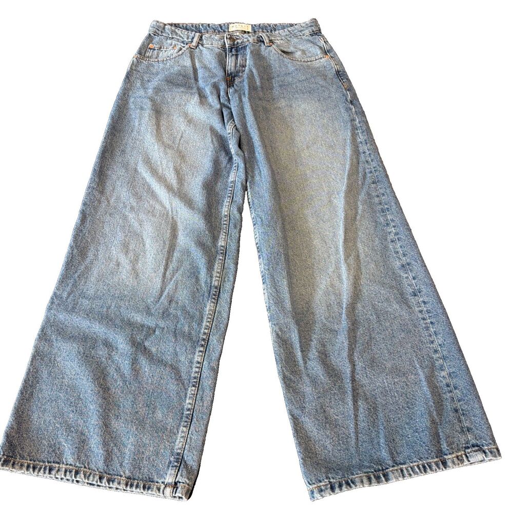 MOTEL Rocks Women’s Mid-Rise Wide Leg Jeans 30x32 Y2K Retro Indie Vintage Grunge